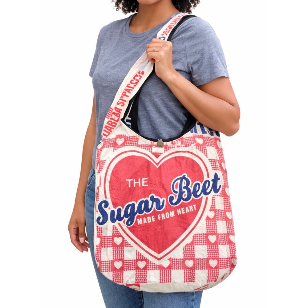 Sugar beet Flour Sack Purse Bag Cotton Tote Vintage Look Feed Sack Cross Body